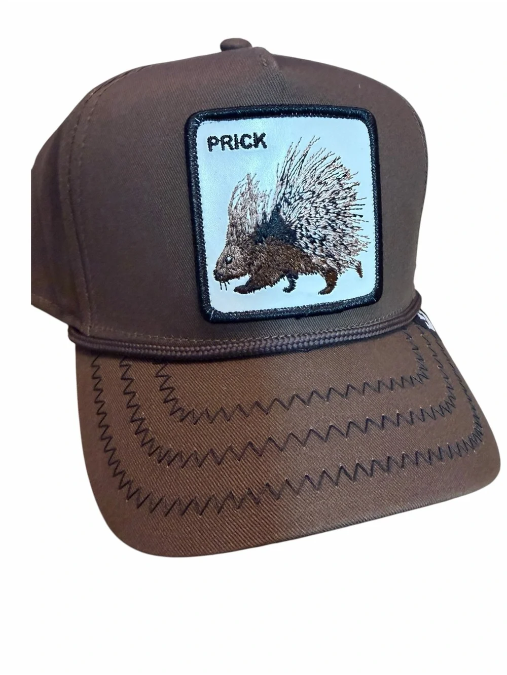 Porcupine Prick Retro Goorin Bros The Farm Brown Trucker Hat NWT
